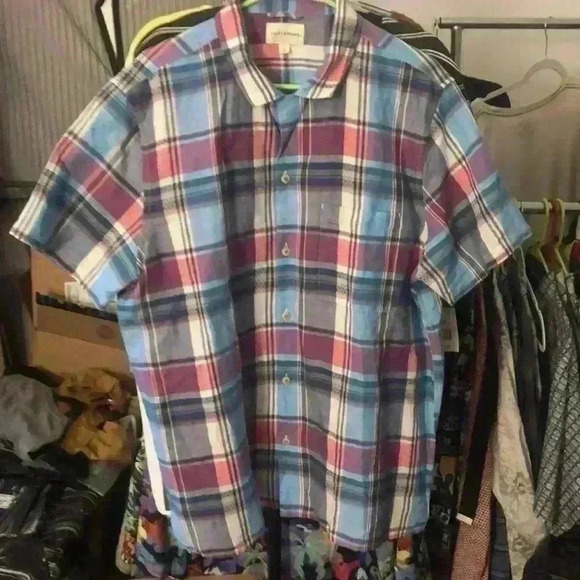 Lucky brand short sleeve button down shirt. Men’s large EUC - Picture 1 of 3